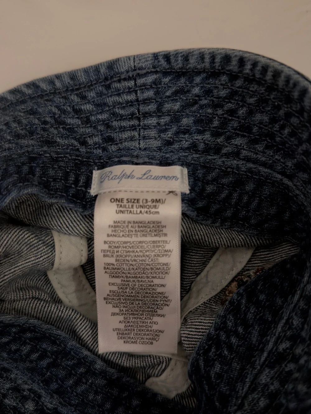 Ralph Lauren Navy Denim Kids Polo Bear Bucket Hat